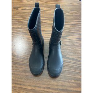 Portland Beltie black pull on rain boots size 5